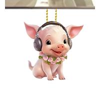 Charme Rétroviseur 2D Acrylique | Pendule Cochon Véhicule Décoratif,Décoratif Suspension Clé Voiture Miroir Sac Maison