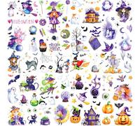 CharmeFleur 12 feuilles 160 + pièces tatouages pailletés temporaires Halloween pour enfants, tatouages pailletés de visage Halloween, tatouages temporaires Halloween pour enfants, tatouages