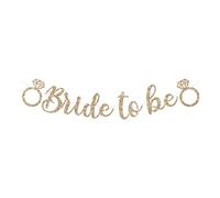 CharmeFleur Bald Braut Banner - Pas de DIY - Bannière de fête de mariage en lettres dorées pailletées - Guirlande pré-assemblée sur fil de 1,83 m de long - Décorations de fête de mariage dorées