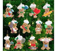 CHarmeFleur Décoration de Noël en Pain d'Épice de 14 Pièces pour Arbre, Cuisinier de Pain d'Épice, Suspension de Noël, Ornement de Fête