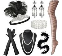 CHarmeFleur Ensemble d'Accessoires Grand Gatsby pour Femmes Années 1920, Bandeau et Coiffe de Flapper