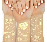 Charmefleur Gold Tattoos Pour Enterrement De Vie De Jeune Fille, 54 Pièces Cadeaux Fête De Célibataire, Tatouages Éphémères Pour Demoiselles D'honneur, Accessoires Métalliques Pour Fête De