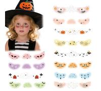 CharmeFleur Halloween tatouages pour enfants Grand pack, 12 feuilles de tatouages temporaires pour le visage, toiles d'araignée, citrouilles, chauves-souris, fantômes, cadeaux de fête Halloween