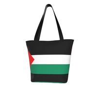 CHARMERM Sac fourre-tout extra large avec fermeture éclair pour femme Motif drapeau de Palestine, Noir/blanc, One Size