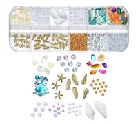 Charmes À Ongles Sur Le Thème De L'océan - Bolles Des Tranches De Coquille D'ormeaux Irréguliers, Des Étoiles De Mer Conque - Mini Perles En Pierre, Perles Colorées 3D Décorations D'art Nail Pour La M