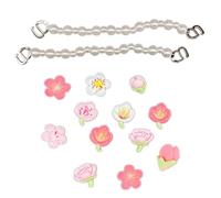 Charmes de Chaussure,12 PCS Mignons Décorations de Chaussures avec 2 PCS Chaîne de Perles Fleurs avec Boutons Colorés Breloques de Chaussures Mode Fleurs Charmes de Résine Pins Pour Filles