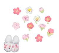 Charmes de Chaussure,12 PCS Mignons Décorations de Chaussures Fleurs avec Boutons Colorés Breloques de Chaussures Mode Fleurs Charmes de Résine Pins Pour Filles