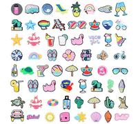 Charmes de chaussures de plage fraîches d'été pour sabots : 65 pièces de breloques de chaussures DIY pour Jibbitz Crocs, broches de chaussures pour filles, garçons, adultes, comme cadeau