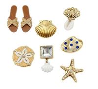 Charmes pour Sandales et Tongues Lot de six coquillages décor pour | Charme De Sandales Étoile De Mer Pour Femme pour Fête Anniversaire Nouvel An Plage