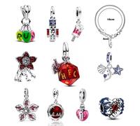 Charmes tendance en argent sterling 925, pendentifs en forme de fleurs d'activité de monstres, perles originales, bracelets pour femmes, bracelets, bijoux DIY, cadeau C