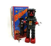 Charmgle MS640 Robot mécanique rétro des années 80 Jouets à remonter Cadeaux créatifs en étain Décoration d'intérieur (Noir)