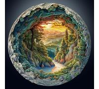 CHARMIBLE Casse-tête pour adultes 1000-3D Forêt des grottes, 1000 pièces, 67,5 x 67,5 cm, puzzle rond difficile impossible, casse-tête coloré pour décoration de la maison, puzzle familial, parfait