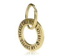 Charmify Médaille personnalisée pour animaux de compagnie - Bague d'identification gravée profonde en laiton massif (35 mm, taille M) - Médaille nom durable pour collier de chien ou chat - Fabriqué