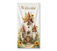 Charming Cottage - Bannière de porte de bienvenue - Motif floral rustique - Décoration extérieure printanière pour la maison, entrée saisonnière festive - 91,4 x 183 cm