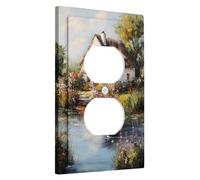 Charming Cottage Cache-interrupteur / couvercle de prise de courant motif floral pastel pour décoration de la maison, plaques murales thermoplastiques, prise duplex individuelle de taille