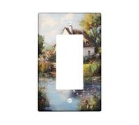 Charming Cottage Cache-interrupteur / couvercle de prise de courant, motif floral pastel pour décoration de la maison, plaques murales thermoplastiques, bascule simple de taille standard