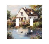 Charming Cottage Couvercle pour interrupteur / prise de courant Motif floral pastel pour décoration de la maison, plaques murales thermoplastiques, taille standard, double levier