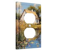 Charming Cottage - Plaque de protection pour interrupteur de lumière/cache-prise - Motif floral pastel pour décoration murale - Plaques murales thermoplastiques - Prise duplex simple de
