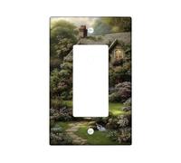 Charming Cottage Plaque de protection pour interrupteur de lumière - Motif jardin rustique vert pour décoration d'intérieur - Plaques murales en thermoplastique - Taille standard