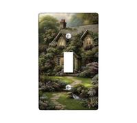 Charming Cottage Plaque de protection pour interrupteur de lumière - Motif jardin rustique vert pour décoration d'intérieur - Plaques murales en thermoplastique - Taille standard
