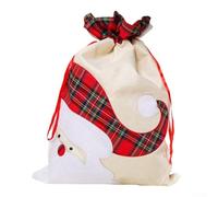 Charming Festive Storage Solution Sac en lin avec cordon de serrage Motif Père Noël et rennes 55 x 39 cm (A)