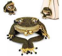 Charming Frog Coin Purse, Kiss Lock Small Pouch Earbuds Keychain Bag Charm, Cute Amphibian Accessory Container, Currency Storage Bag Ring Pendant (1Pcs)