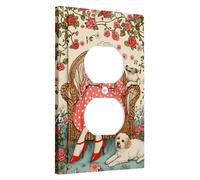 Charming Granny Plaque de protection pour interrupteur, motif floral vif pour décoration d'intérieur, plaques murales thermoplastiques, prise duplex simple de taille standard