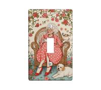 Charming Granny Plaque de protection pour interrupteur Motif floral vif pour décoration d'intérieur, plaques murales en thermoplastique, taille standard