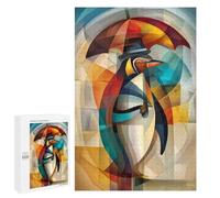 Charming Penguin - Cubist Dandy in The Rain - Jeu D’Assemblage en Bois, 1000 PCS, Cadeau Puzzle du Nouvel an; pour Les Couples, Amis Et Familles