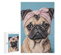 Charming Pug with Pink Bandana Puzzle 1000 Pièces Educa Jouet en Bois Cadeau Unique Décoration Intérieure Jeu Éducatif Challenge Toy Adultes Et Enfants À Partir De 14 Ans 1000 PCS