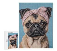 Charming Pug with Pink Bandana Puzzle 1000 Pièces Educa Jouet en Bois Cadeau Unique Décoration Intérieure Jeu Éducatif Challenge Toy Adultes Et Enfants À Partir De 14 Ans 500 PCS