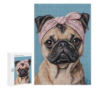 Charming Pug with Pink Bandana Puzzle 1000 Pièces Educa Jouet en Bois Cadeau Unique Décoration Intérieure Jeu Éducatif Challenge Toy Adultes Et Enfants À Partir De 14 Ans 300 PCS