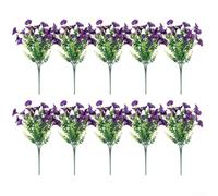 Charming Silk Flowers Lot de 10 bouquets de fleurs de gloire du matin et d'eucalyptus pour décoration d'intérieur (10 violets et rouges)