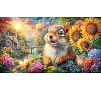 Charming-Squirrel-and-Duck-by-Lake-with-Mountains Puzzle 1000 pièces Papier recyclé Extremement Difficile Jeu éducatif détente Idée Cadeau Parfaite 38x52/1000 pièces