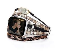 CHARMINGO - Bracelet de montre multicouche style bohème unisexe avec sangles en cuir, compatible avec Apple Watch 38 mm/40 mm/41 mm, Series 9/8/7/6/5/4/3/2/1/SE Ultra 2, noir