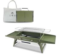 Charmline 34 x 23cm Barbecue Portable, Gril à Charbon Compact Pour L'extérieur, Gril à Barbecue Pour le Camping, Les Pique-Niques, Les Jardins et Les Fêtes de Plage, Vert