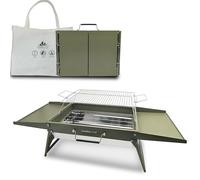 Charmline 51 x 35 cm - Barbecue au charbon de bois pliable et portable - Compact et portable - Pour l'extérieur, le camping, les pique-niques, les jardins et les fêtes à la plage - Vert