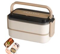 CHARMNAIL Boîte Bento 1400ml, Lunch Box avec Compartiments Acier Inoxydable 304, Étanche et Lavable Lave, Vaisselle pour Bureau/Voyage (Cream)