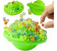 CHARMNAIL Jeu de Billes Classique, 60 Billes en Verre Coloré avec Socle Inclinable et Rangement, Jeu de Société pour 1 à 4 Joueurs