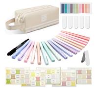 CHARMNAIL Kit Complet d'Étude de la Bible avec Trousse, 12 Surligneurs Bible Anti-Tâche, 75+200 Étiquettes de Index, Stylos Gel, Cadeau pour Les Femmes et L'Étude Biblique
