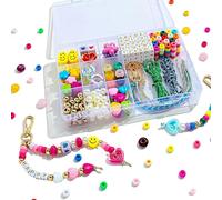 CHARMNAIL Kit de Fabrication de Porte-clés DIY 421 Pièces, Perles de Couleur, Lettres A-Z, Breloques Coeur Fleur Étoile en Acrylique, Cadeau Créatif pour Tous