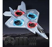 Charmofun Avion Télécommandé Acrobatique Avion Jouet Drone Enfant Débutant | RC Avion Enfants avec LED, Retournement 360°, Hauteur Fixe, Mode sans Tête, Planeur Jouet Avion de Chasse, Noël Fête Cadeaux