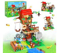 Charmofun Ensemble de Construction Cabane Dans Les Arbres, 760 pièces Kit de Construction, Amitié Maison Forestière avec 6 Personnages et 6 Animaux, Friends Fille Cabane D'arbre pour Enfants dès 8 Ans