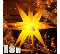 Charmofun Étoile de Noël Lumineuse 45cm, Lumière Blanc Chaud LED avec Télécommande 10 Modes & Matériau PVC, Guirlande Étoile à Suspendre pour Fenêtre Déco Noël, Intérieur et Extérieur (1PCS)