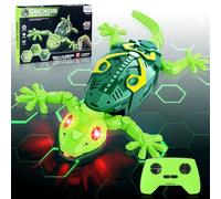 Charmofun Gecko Radiocommandé, lezard Télécommandé avec Yeux LED Lumineux, lezard Qui Grimpe Au Mur, Mouvements réalistes, Direction réglable, Jouet Cadeau interactif pour Enfants 3+ Ans (Vert)
