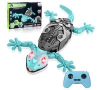 Charmofun Gecko Radiocommandé, lezard Télécommandé avec Yeux LED Lumineux, lezard Qui Grimpe Au Mur, Mouvements réalistes, Direction réglable, Jouet Cadeau interactif pour Enfants 3+ Ans (Gecko-Bleu)
