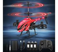Charmofun Helicoptere Telecommande, 2.4G Hélicoptère RC avec 7 Lumières, 3 Batteries, 33 Minutes Vol, 4,5 Canaux Hélicoptère Télécommandé avec Gyro, Avion RC Cadeau pour Enfants 6+ Ans (Rouge)