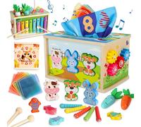 Charmofun Jouet Bébé Montessori 1 an, Jouet Boîte à Mouchoirs Bébé, Xylophone, Jeu Pêche, Tri de Formes, STEM Educatif Cadeau pour Enfants Filles et Garçons