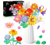 Charmofun Kit de Construction Bouquet de Fleurs, 1064PCS LED Blocs de Fleurs avce 12 Types de Bouquets pour Adultes Enfant, Cadeau pour la Fête des Mères Anniversaire Saint Valentin Noël (Pas de Vase)