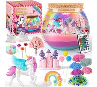 Charmofun Kit de Terrarium Licorne, Bricolage Unicorn Terrarium Craft Set, Cadeaux Licorne avec Minuterie Télécommande et Lumières Colorées,Kit de Bricolage Educatif pour Enfants de 4-12 Ans